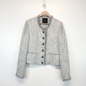 mac & jac Lightweight Business Casual Ruffled Trim Tweed Blazer Women's Large